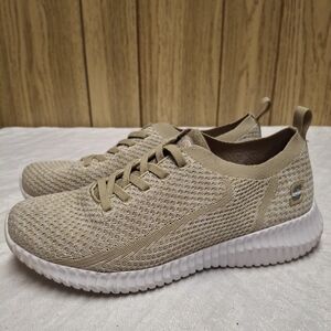 Skechers Sport Women's Sz 8.5 memory foam slip on sneakers.  Tan